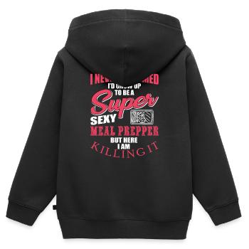 Retro Ferry Vêtements Porte-conteneurs - Sweat Premium à capuche zippé enfant bio - noir - Dos - AI Model Kid Male (0cm)
