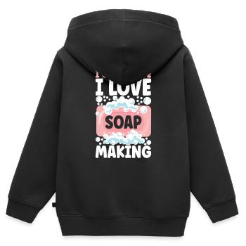 Seifenmacher Seife Machen - Kinder Premium Organic Zip Hoodie - Schwarz - Hinten - AI Model Kid Male (0cm)