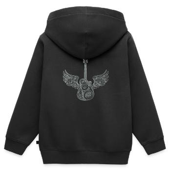 Ornamental Guitar with Wings of Life Guitar Player - Sweat Premium à capuche zippé enfant bio - noir - Dos - AI Model Kid Male (0cm)