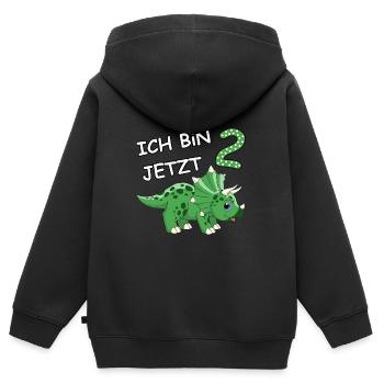 Ich bin jetzt 2 Dino Motiv für Baby's / Jungs - Kinder Premium Organic Zip Hoodie - Schwarz - Hinten - AI Model Kid Male (0cm)