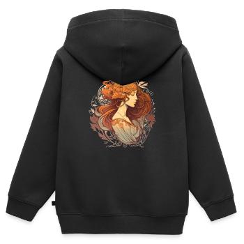 Mystischer Frauen-Jugendstil-Weg - Kinder Premium Organic Zip Hoodie - Schwarz - Hinten - AI Model Kid Male (0cm)