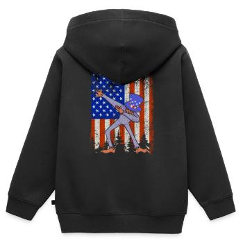 Dabbing Bigfoot 4. Juli Sasquatch amerikanische - Kinder Premium Organic Zip Hoodie - Schwarz - Hinten - AI Model Kid Male (0cm)
