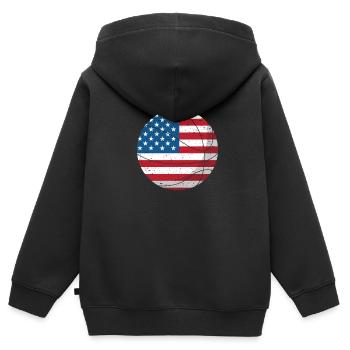 Basketball Drapeau américain 4 juillet USA Sports - Sweat Premium à capuche zippé enfant bio - noir - Dos - AI Model Kid Male (0cm)
