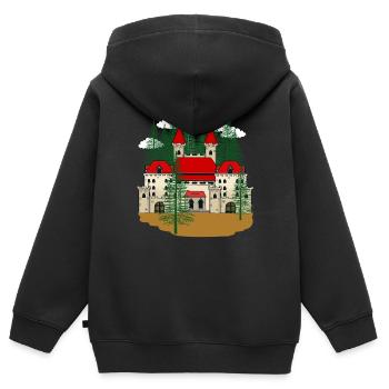 Conte de fées Château King Forteresse Château Chevalier - Sweat Premium à capuche zippé enfant bio - noir - Dos - AI Model Kid Male (0cm)