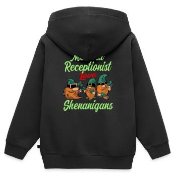 Réceptionniste médicale Saint-Patrick - Sweat Premium à capuche zippé enfant bio - noir - Dos - AI Model Kid Male (0cm)