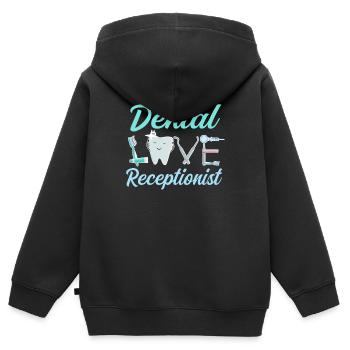 Costume de réceptionniste dentaire - Sweat Premium à capuche zippé enfant bio - noir - Dos - AI Model Kid Male (0cm)