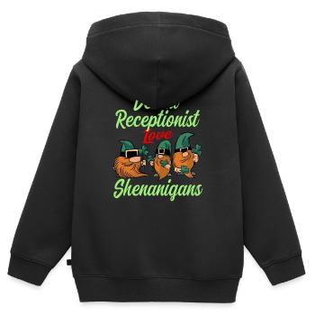 Assistante dentaire Saint-Patrick - Sweat Premium à capuche zippé enfant bio - noir - Dos - AI Model Kid Male (0cm)