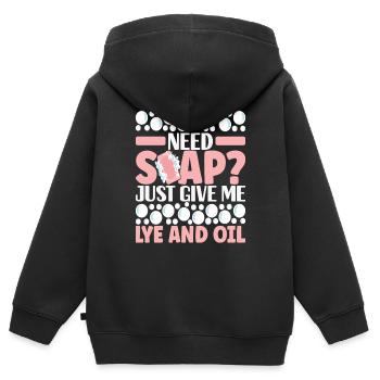 Seifenmacher Seife Machen - Kinder Premium Organic Zip Hoodie - Schwarz - Hinten - AI Model Kid Male (0cm)