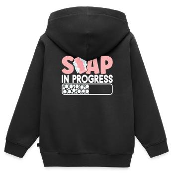 Seifenmacher Seife Machen - Kinder Premium Organic Zip Hoodie - Schwarz - Hinten - AI Model Kid Male (0cm)