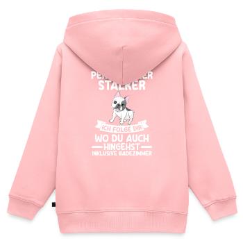 Hund Frenchie - Kinder Premium Organic Zip Hoodie - Rosa - Hinten - AI Model Kid Female (0cm)
