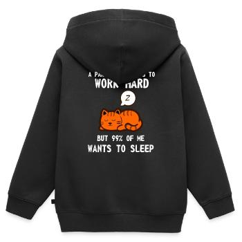 Lazy Cat Sleeping Tired Work Motivation - Kids Premium Organic Zip-up Hoodie - black - Back - AI Model Kid Male (0cm)
