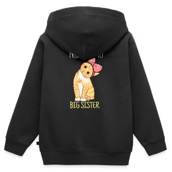 Promoted To Big Sister Cat Birthday For New Sister - Kids Premium Organic Zip-up Hoodie - black - Back - AI Model Kid Male (0cm)