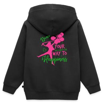 DANSEZ VOTRE CHEMIN VERS LE BONHEUR - Sweat Premium à capuche zippé enfant bio - noir - Dos - AI Model Kid Male (0cm)