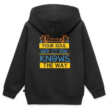 FOLGE DEINER SEELE, SIE KENNT DEN WEG 2 - Kinder Premium Organic Zip Hoodie - Schwarz - Hinten - AI Model Kid Male (0cm)