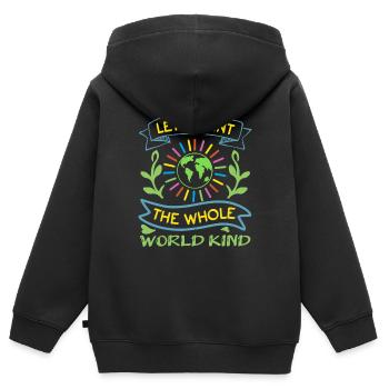 LET S PAINT THE WHOLE WORLD KIND - Kids Premium Organic Zip-up Hoodie - black - Back - AI Model Kid Male (0cm)