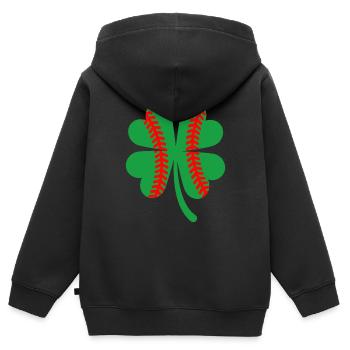 St Patricks Day Shamrock Baseball Saint - Kids Premium Organic Zip-up Hoodie - black - Back - AI Model Kid Male (0cm)