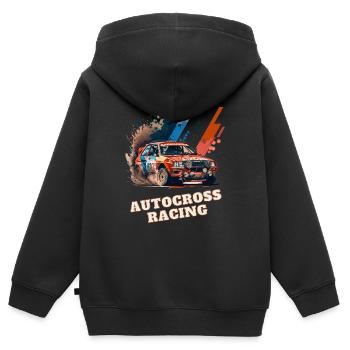 Autocross Stockcar - Kinder Premium Organic Zip Hoodie - Schwarz - Hinten - AI Model Kid Male (0cm)