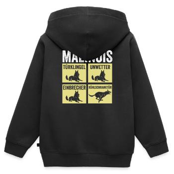 Hund Malinois - Kinder Premium Organic Zip Hoodie - Schwarz - Hinten - AI Model Kid Male (0cm)