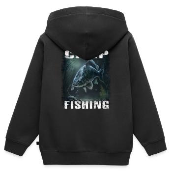 carp fishing - Kinder Premium Organic Zip Hoodie - Schwarz - Hinten - AI Model Kid Male (0cm)