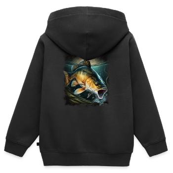 Karpfen - Kinder Premium Organic Zip Hoodie - Schwarz - Hinten - AI Model Kid Male (0cm)