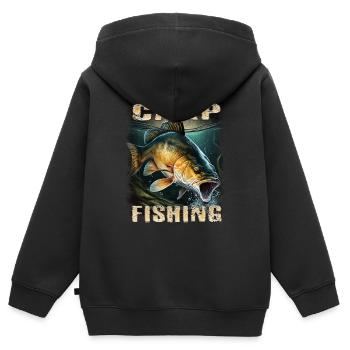 Karpfen - Kinder Premium Organic Zip Hoodie - Schwarz - Hinten - AI Model Kid Male (0cm)