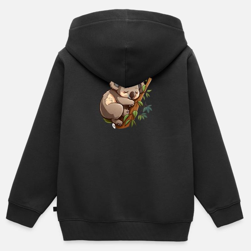 Koala bear Koala sleeping. Great for sleeping. - Kids Premium Organic Zip-up Hoodie - black