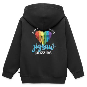 Just a boy who loves puzzles - Kids Premium Organic Zip-up Hoodie - black - Back - AI Model Kid Male (0cm)