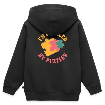 Ich Bin Verwirrt Von Rätseln - Kinder Premium Organic Zip Hoodie - Schwarz - Hinten - AI Model Kid Male (0cm)
