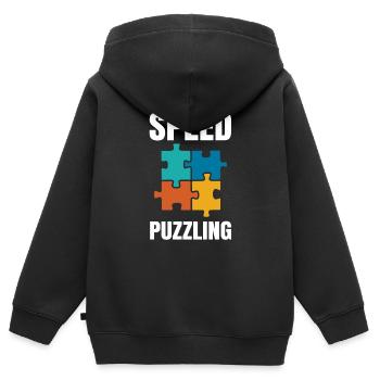 Speed Puzzling - Kinder Premium Organic Zip Hoodie - Schwarz - Hinten - AI Model Kid Male (0cm)