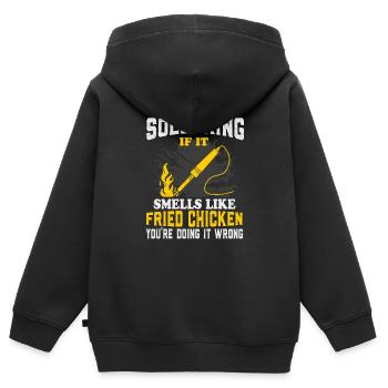 Beruf Lustiges Brathähnchen Löten Elektriker - Kinder Premium Organic Zip Hoodie - Schwarz - Hinten - AI Model Kid Male (0cm)