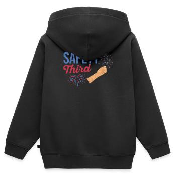 Drôle 4 juillet Patriotic Fireworks Safety Troisième - Sweat Premium à capuche zippé enfant bio - noir - Dos - AI Model Kid Male (0cm)