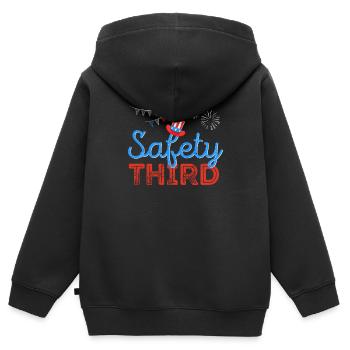 Drôle de feu d’artifice patriotique du 4 juillet - Sweat Premium à capuche zippé enfant bio - noir - Dos - AI Model Kid Male (0cm)