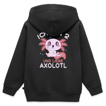 2. Geburtstag Süßes Axolotl 2 Jahre Ich Bin 2 - Kinder Premium Organic Zip Hoodie - Schwarz - Hinten - AI Model Kid Male (0cm)