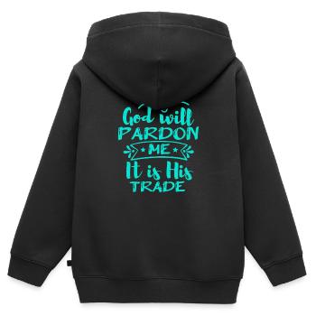 GOTT WIRD MIR VERZEIHEN, ES IST SEIN HANDWERK - Kinder Premium Organic Zip Hoodie - Schwarz - Hinten - AI Model Kid Male (0cm)
