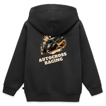 Autocross Stockcar - Kinder Premium Organic Zip Hoodie - Schwarz - Hinten - AI Model Kid Male (0cm)