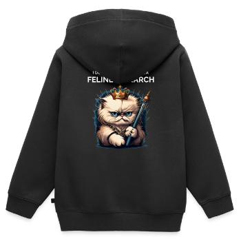 Dame aux chats - Sweat Premium à capuche zippé enfant bio - noir - Dos - AI Model Kid Male (0cm)