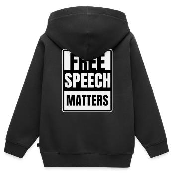 Meinungsfreiheit bedeutet - Kinder Premium Organic Zip Hoodie - Schwarz - Hinten - AI Model Kid Male (0cm)