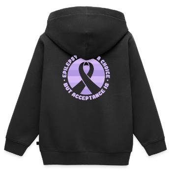 L’épilepsie n’est pas un choix, mais l’accès l’est - Sweat Premium à capuche zippé enfant bio - noir - Dos - AI Model Kid Male (0cm)