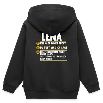 Lena - Kinder Premium Organic Zip Hoodie - Schwarz - Hinten - AI Model Kid Male (0cm)