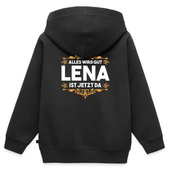 Lena - Kinder Premium Organic Zip Hoodie - Schwarz - Hinten - AI Model Kid Male (0cm)