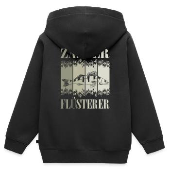 Zander Flüsterer - Kinder Premium Organic Zip Hoodie - Schwarz - Hinten - AI Model Kid Male (0cm)