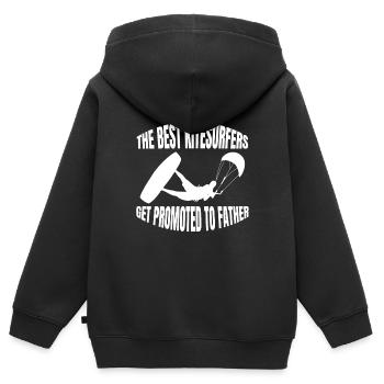Kitesurfer Windsurf Windsurfer Kitesurf - Sweat Premium à capuche zippé enfant bio - noir - Dos - AI Model Kid Male (0cm)