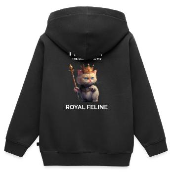 Je suis juste le serviteur drôle de chat royal - Sweat Premium à capuche zippé enfant bio - noir - Dos - AI Model Kid Male (0cm)