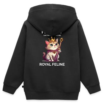 Je ne suis que le serviteur chaton Kawaii Royal Cat - Sweat Premium à capuche zippé enfant bio - noir - Dos - AI Model Kid Male (0cm)