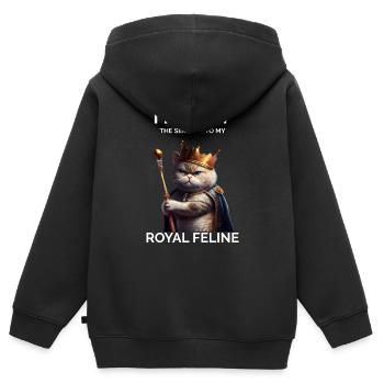Je ne suis que le chat royal serviteur - Sweat Premium à capuche zippé enfant bio - noir - Dos - AI Model Kid Male (0cm)