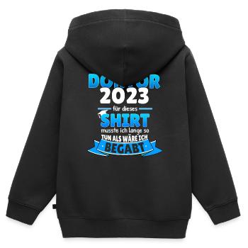 Doktor 2023 Doktortitel Promovieren Geschenkidee - Kinder Premium Organic Zip Hoodie - Schwarz - Hinten - AI Model Kid Male (0cm)