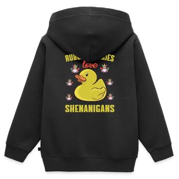 Retro Ferry Vêtements Porte-conteneurs - Sweat Premium à capuche zippé enfant bio - noir - Dos - AI Model Kid Male (0cm)