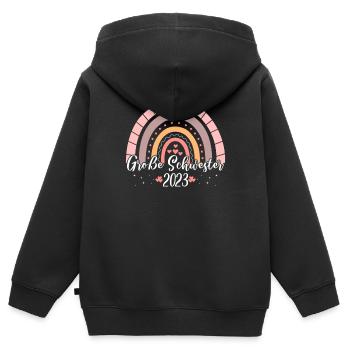 Große Schwester 2023 Boho Regenbogen Mädchen - Kinder Premium Organic Zip Hoodie - Schwarz - Hinten - AI Model Kid Male (0cm)