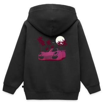 Course automobile - Voitures de course - Voitures de sport - Sweat Premium à capuche zippé enfant bio - noir - Dos - AI Model Kid Male (0cm)