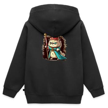 Schnitt Royal Cat - Kinder Premium Organic Zip Hoodie - Schwarz - Hinten - AI Model Kid Male (0cm)